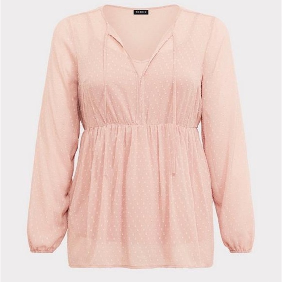 Torrid Blush Clip Dot Tie Babydoll - Picture 9 of 9